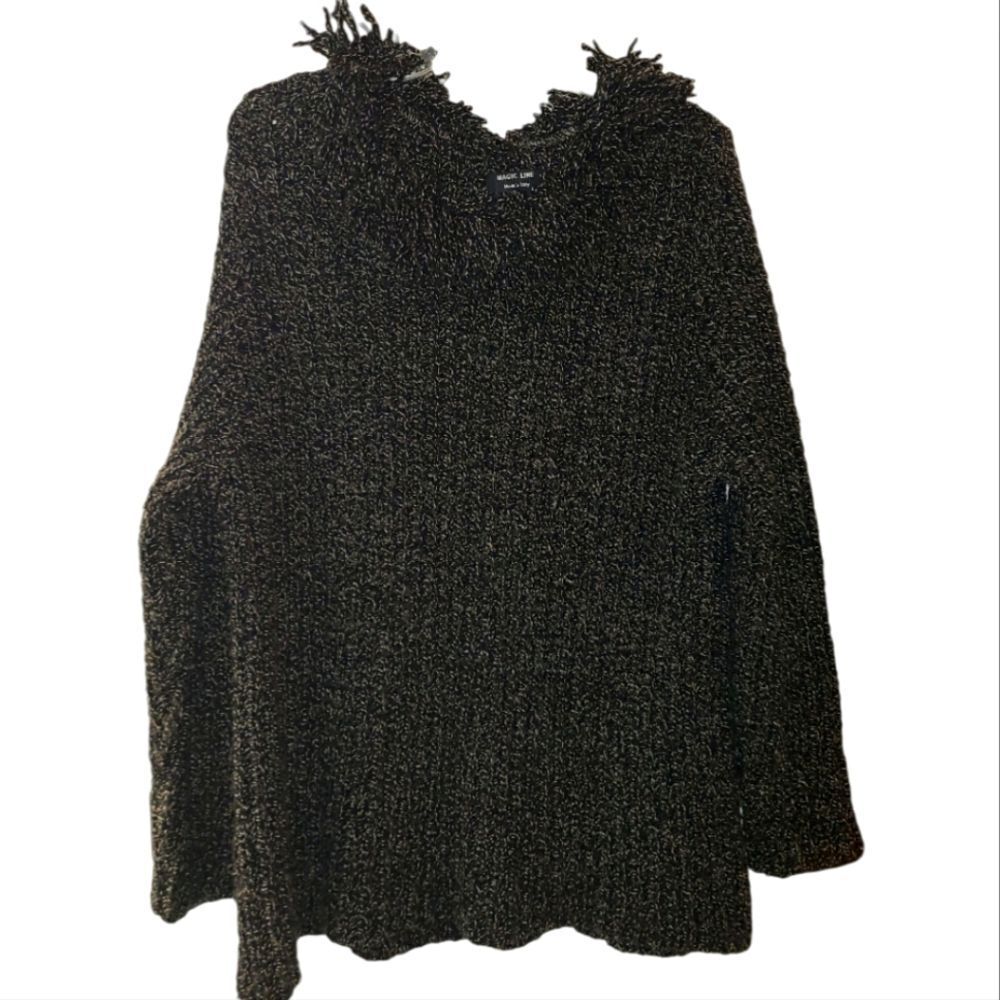 Magic Line Italian Fuzzy Neck Sweater